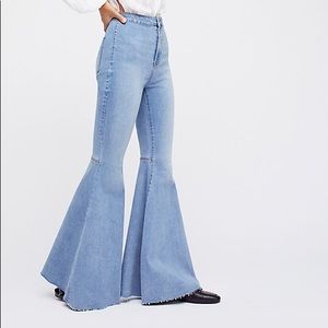 Boho Light Blue Denim Bell Bottoms